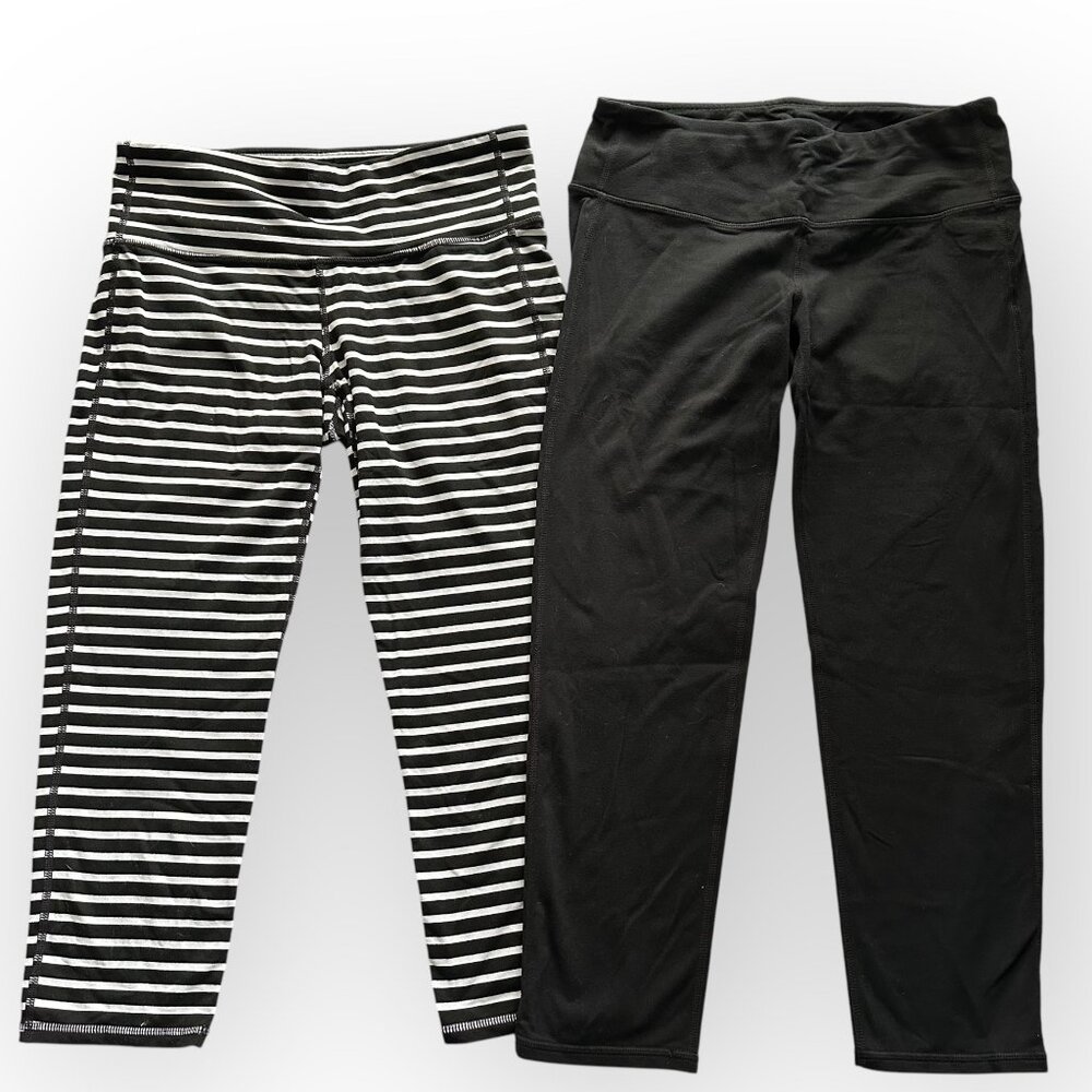 2-pair ATHLETA CHATURANGA Workout Exercise Capri Leggings SMALL